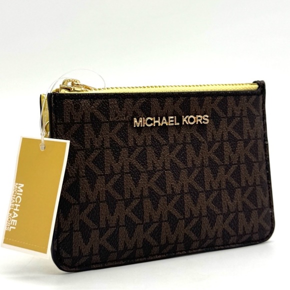 Michael Kors Jet Set Travel Small Signature Logo Coin Purse Buttercup - Picture 1 of 8